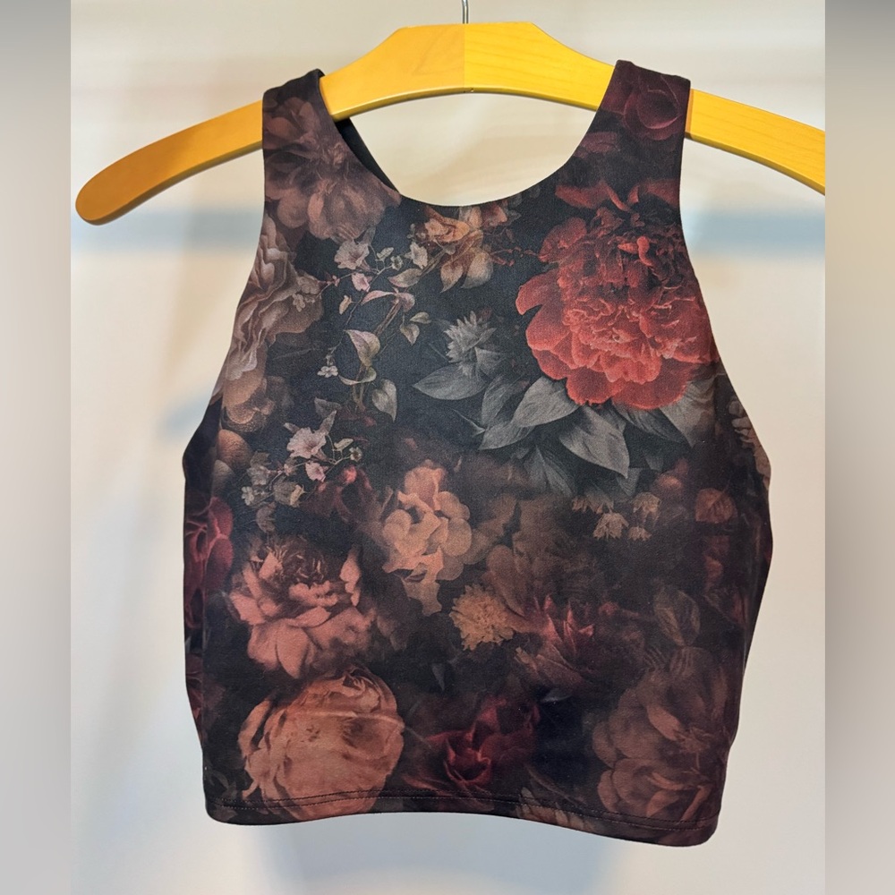 Athleta Floral Crop Sports Bra A-C